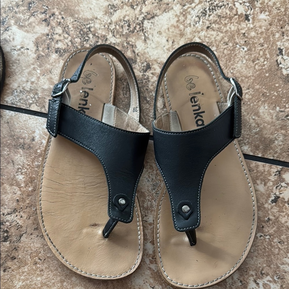 Used Belenka Black Leather Sandals size 39